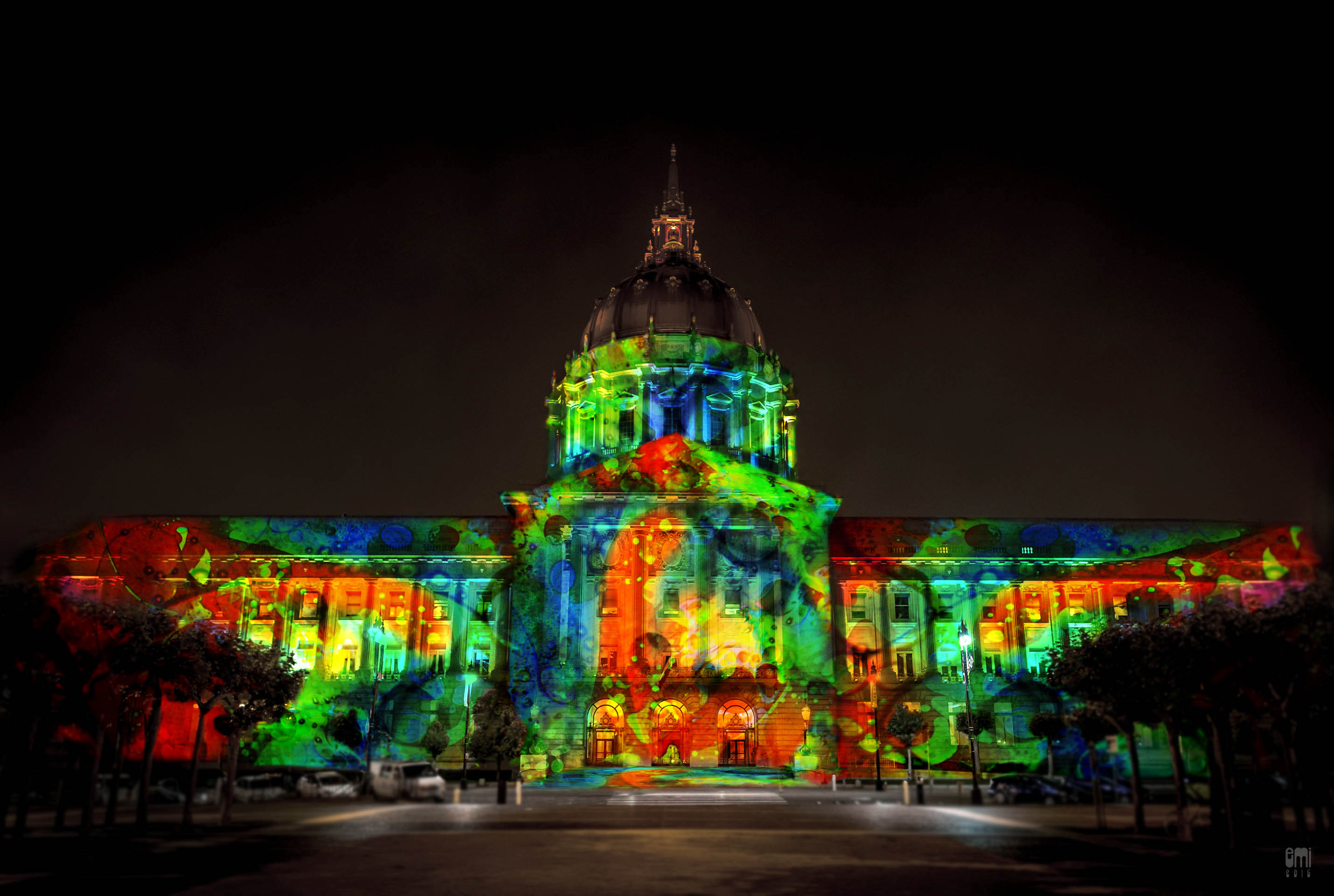 20151117 Bill Ham Lights San Francisco City Hall Projection Concept by emi
