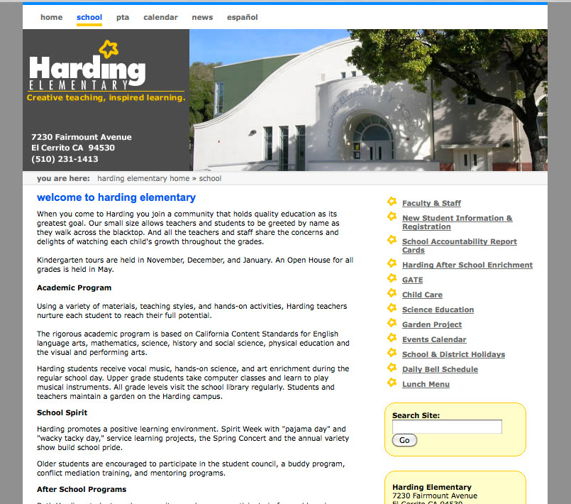 20050408 Harding Elementary School Website