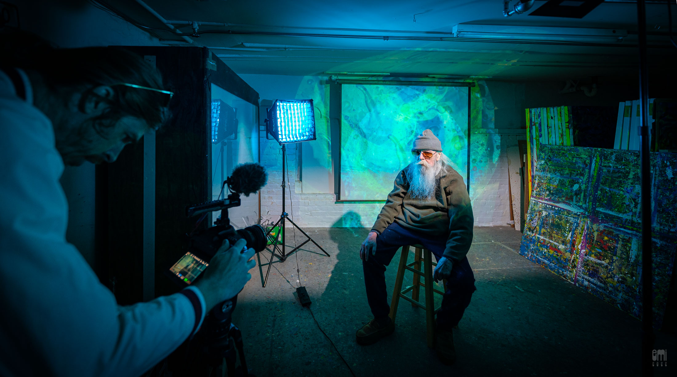 20220607 Filming Bill Ham for a Feature-Length Documentary  "Over Head; the History of California's Psychedelic Light Show" by John Warren at his Studio in San Francisco, CA. photo by emi