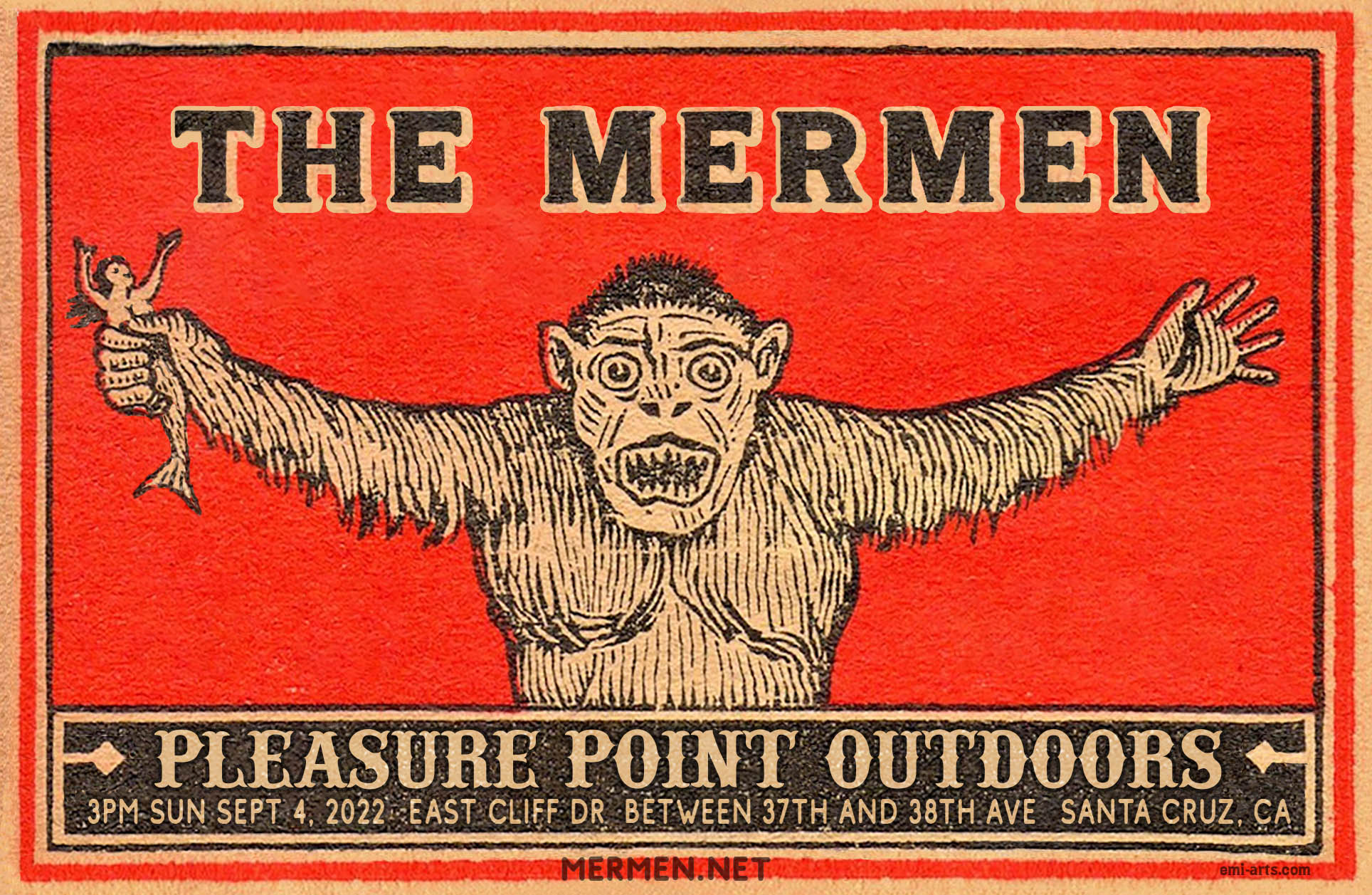 20220803 The Mermen at Pleasure Point Outdoors. flyer art by emi