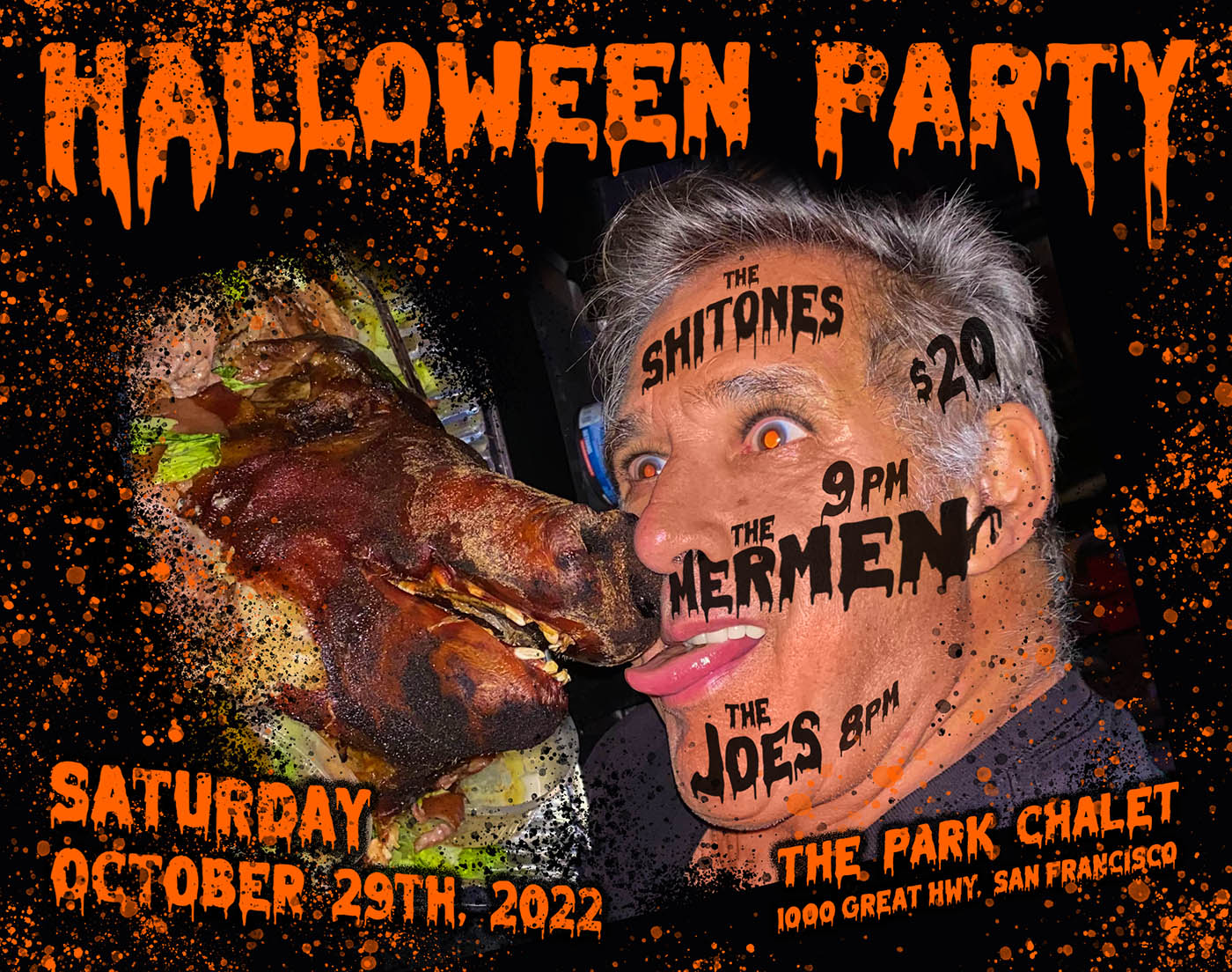 20221029 The Mermen The Shitones The Joes Halloween Party at Park Chalet SF. photo and artwork by emi