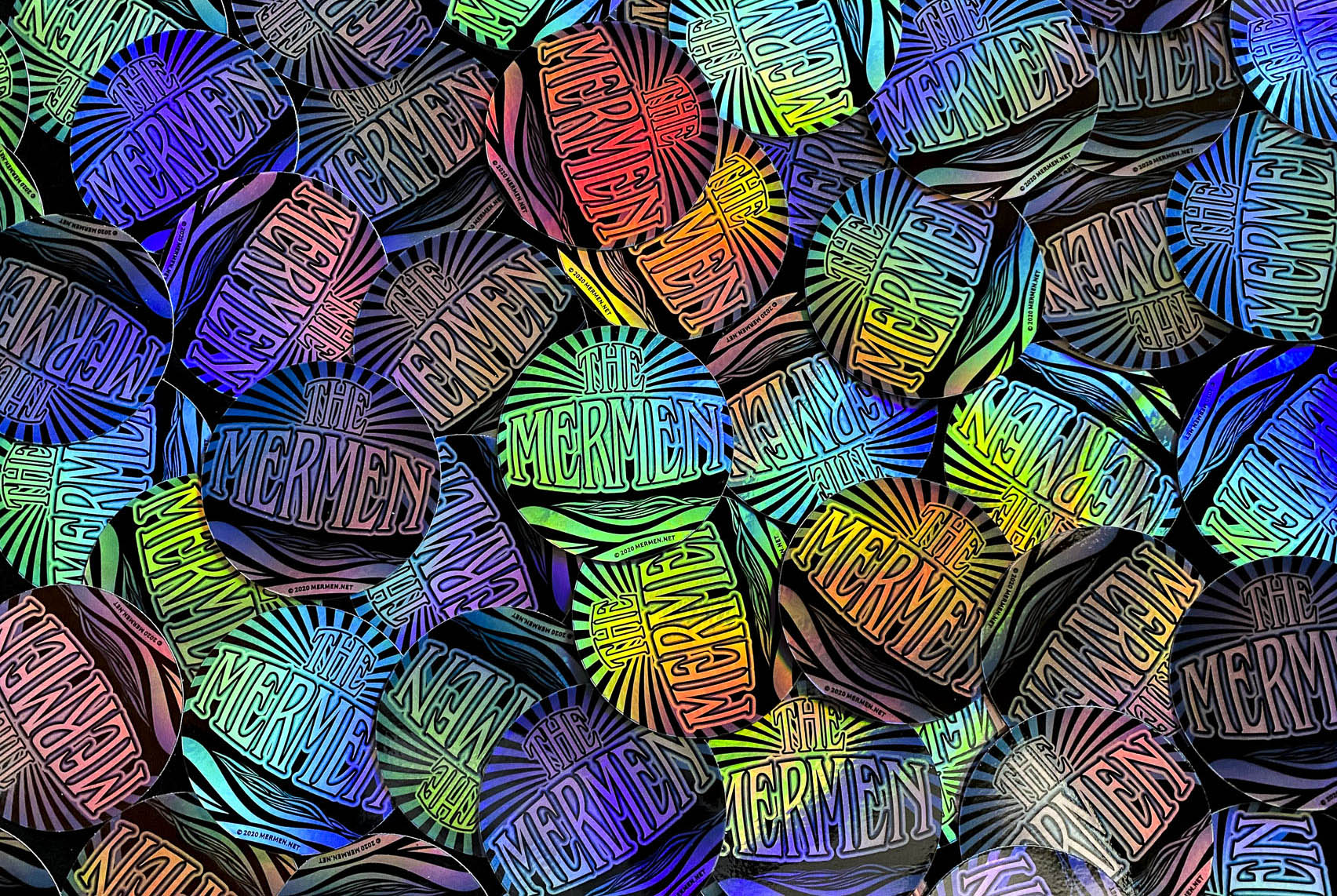 The Mermen Holographic Stickers. Sticker design and photo by emi