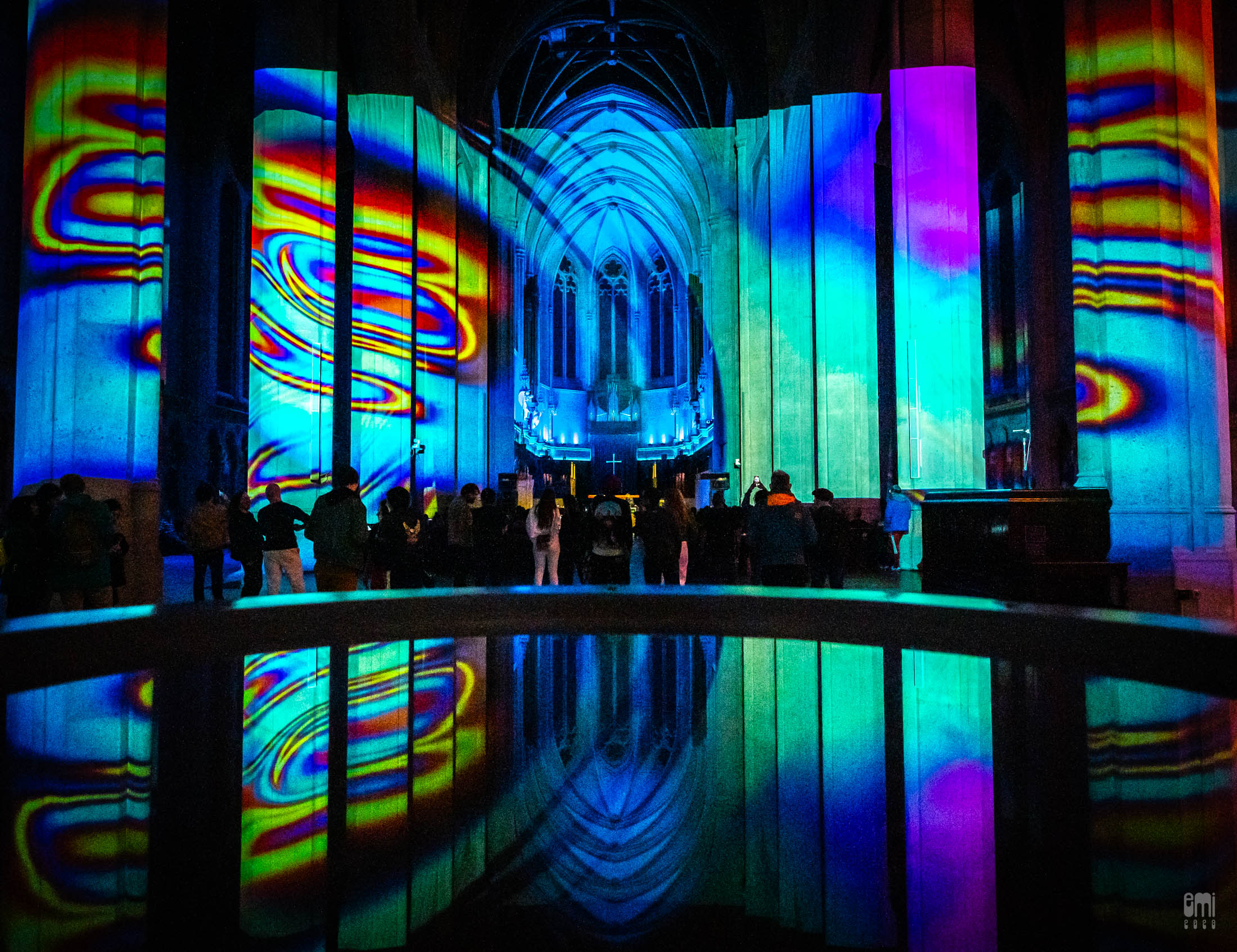2023.7.7 Ambient Grace with Reagenz (Move D & Jonah Sharp), visuals by Zack Rodell at Grace Cathedral SF, CA. photo by emi