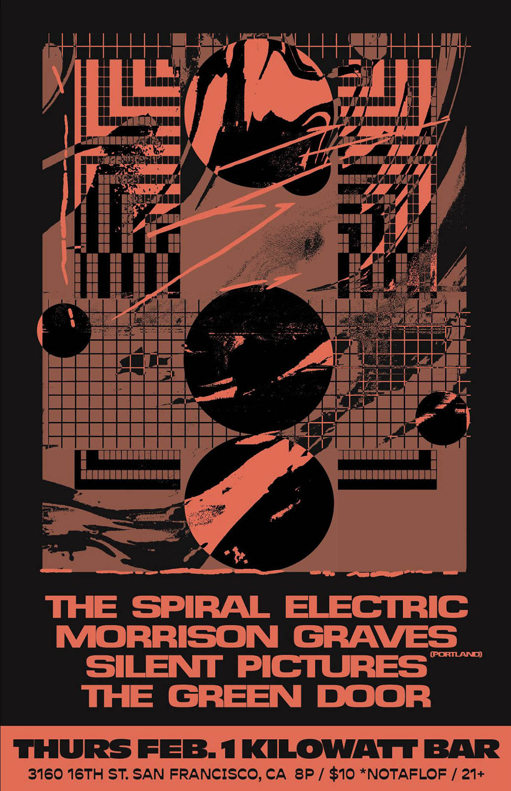 20240201 The Spiral Electric Morrison Graves Silent Pictures Green Door Kilowatt poster